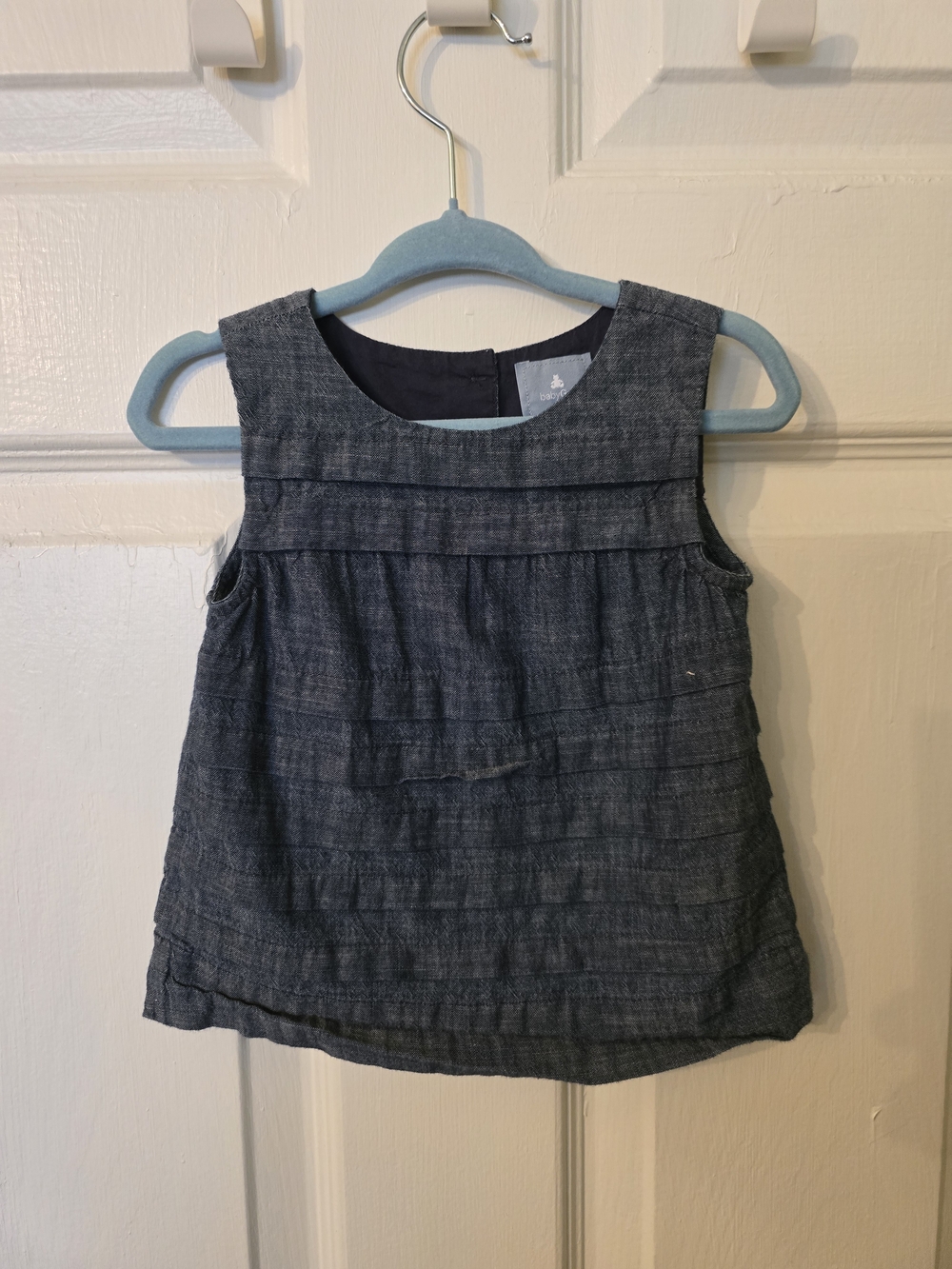 GAP Girls Sleeveless Denim-Texture Tank Top - Dark Blue